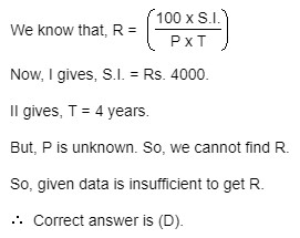 Simple Interest - Data Sufficiency 1 4 the rate of simple interest