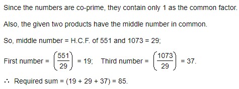 Problems on H.C.F and L.C.M 3 The sum of the three numbers is