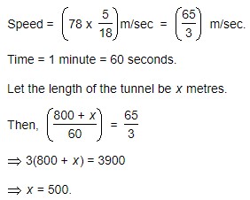 Problems on Trains - General Questions 2 the length of the tunnel (in meters) is